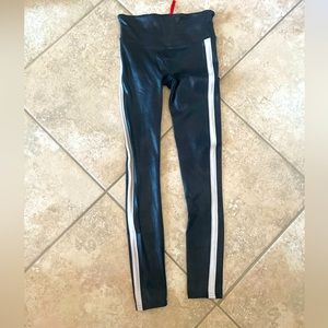 Spanx faux leather with racing stripe